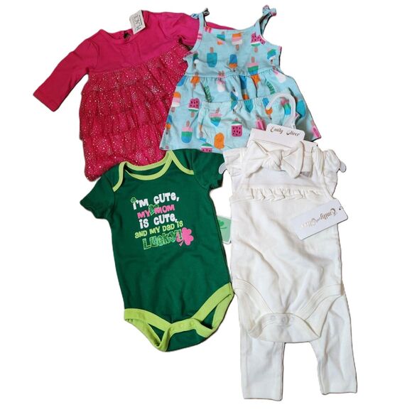 Newborn Baby Girl Clothing Bundle • Size 0–6 Months • Unworn • 4-Piece Lot - Picture 1 of 6